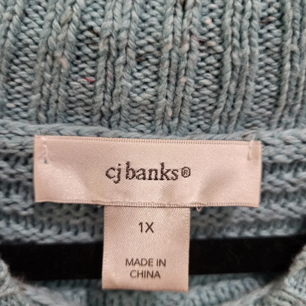CJ‎ Banks Mock Neck Sweater Women's 1X Pullover Long Sleeve Top Warm Cozy